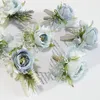 Corsage Wedding Boutnieres Blue Roses Silk Bracciale Frs Groom Man Suit Manthole Pins Pins Marriage Accories 95x8#