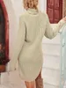 Sukienki swobodne damskie golfowe golf Swatery miękki dzianin pullover jesienne zimowe sweter krótka sukienka