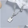 Anhänger Halsketten 100% 925 Sterling Sierjewelry Good Luck Square Heavy Choker Halskette für Männer Drop Lieferung Schmuck Anhänger Dhtdc