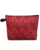 Sacos cosméticos vermelho leopardo padrão maquiagem bolsa bolsa de viagem essencial senhora mulheres organizador de banheiro crianças armazenamento lápis caso