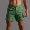 Kaki Shorts hommes décontracté été couleur unie genou longueur Bermuda mode vêtements Regler Fit bas mince 240329