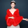 red/white Wedding Bolero Winter Bridal Shrug Faux Fur Wedding Shawls Women Wraps Bridal Jacket Party Coat Bridal Shawl a8x2#