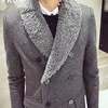 Mens Fur Faux Winter Long Parkas Dark Gray Black Lapel Neck Wool Coats Man Classic Fashion Clothes Drop Delivery Apparel Clothing Oute Dhfox