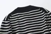 Women's Knits Ethereal MD 2024 Style Of Casual Commuter Slim Cut Crew Neck Sweater Cardigan With Striped