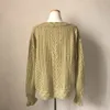 2024 Femmes Printemps Eté Pull et Cardigans Col En V Bas Hauts En Tricot Lg Manches Évider Sexy Cardigan Lâche Hauts Blancs D37X #