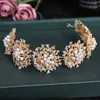 Retro Luxury Bridal Hairband Baroque Pearl Crystals Cristand Band Femme Tiaras and Crowns Prom Girl Wedding Hairheadd aciés N83F #