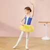 Girls Ballet Tutu Dr Puff Short Sleeve Girls Cott Dance Gymnastics Ballet kjol Koreansk stil Flera färger Splicing T2H3#