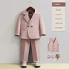 Toddler Suit British Style School Uniform for Boys Flower Child Weddings Costume Handsome Kids Birthday Performance Blazer Set 240312