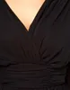 Plus-storlek LG Lantern Sleeve Chiff Party Dr Women Sexig V-ringning Spring Kne Length Black Elegant Fi A-Line Wrap Dr X11r#