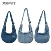 Hobo Women Canvas Messenger Bag Collapsible Denim Cell Phone Purse Multifunctional Adjustable Shoulder Straps Daily Outdoor