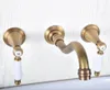 Bathroom Sink Faucets Antique Brass Wall Mounted Dual Handles Widespread 3 Holes Basin Tub Faucet Mixer Water Taps Msf516