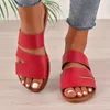 Chinelos senhoras moda sandálias de verão cor sólida couro aberto dedo do pé plano fundo bohemia praia lazer confortável diariamente mulheres