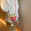 Sac à main à bandoulière en forme de fraise pour femmes, polyvalent, Adorable, sac à main décontracté, bricolage, dessin animé, seau en Crochet