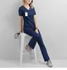 Logo d'impression personnalisé Uniforme Scrubs Sal Set Infirmière de beauté Travailleur à manches courtes Tops personnalisés Pantalons de travail médicaux Costume Outfit 21cO #