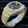 Autres montres Dropshipping Diamant de luxe pour hommes 18K Gold Ice Out Automatique ES Hiphop Bling Brillant Squelette Mécanique Marque Horloge T240329