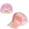 Vendita di 7 colori Tie Dye Candy Color Donna Disordinato Bun Hat Snapback Superficie netta Traspirante Casual Drop Delivery Accesso alla moda Dhzrj