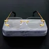 Necklace Earrings Set Square Sterling Silver S925 Rimless Eyeglasses Men 2024 Frameless Diamonds Anti Blue Light Eyewear