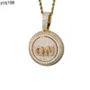 Dropshipping Custom Made Rotating Letter Pendant Chain Personlig Iced Out Round Disp Spinning Halsband Hip Hop Letter Pendant