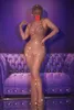 Femmes Sexy Stage Nude Mesh Sier Stes Trasparent Lg Dr Soirée Anniversaire Célébrer Costume Chanteur Voir À Travers La Danse Dr J1rM #
