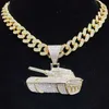 Anhänger Halsketten Männer Frauen Hip Hop Tank Form Halskette Neuheit Originalität Geschenke Hiphop Iced Out Bling Anhänger Mode Schmuck 230613