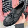 Casual Schuhe 2024 Frühling Herbst Wohnungen Echtes Leder Für Frauen Runde Kappe Einfarbig Plissee Komfort Prägnant Trendy Größe 35-40