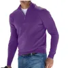 autumn Winter Men V-neck Fleece Zipper Lg Sleeved Pullovers Fi Hip Hop Turtleneck Top Polo Shirt Sweaters 06mE#