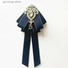 Bow Ties New Boys Ribbon Bow Tie för kvinnor flickor Rhinestone Retro Bow Blue Collar Pin Brooch Bowknot School Student Men Shirts Bowtie Y240329