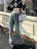 Женские джинсы Boliyae Baggy Women Y2k Прямые брюки с высокой талией в стиле ретро 2000-х годов Harajuku СВОБОДНЫЕ Широкие джинсовые брюки Vaqueros