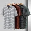 12xl 10xl plus size stripe polo skjorta män sommar kort ärm skjortor manlig stor bomull 240329