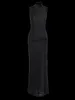 dulzura Half Turtleneck Sparkly Crystal Sleevel Ruched Bodyc Maxi Dr Women Clothes Party Club Sexy Elegant Evening E8TU#