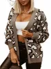 2023 Women's Loose LG Cardigan LG Sleeve V Neck Street Hipster Style Tryckt mönster Sticked Cardigan tröja A0CF#