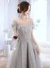 Weg von der Schulter Ballkleid bodenlangen graue Abendkleider LG 2021 Luxus-Frauen-formale Kleider für Graduati-Party Y0cL #
