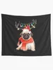 Tapeçarias engraçado pug cão natal t rena luzes tapeçaria decorações para o seu quarto acessórios de decoração para casa
