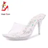 Pantofole in PVC trasparente Pantofola da donna 8CM Summer Party Tacchi alti 2024 Perspex Sandali da donna Outdoor Scarpe in gelatina trasparente Big Size 43