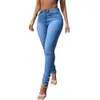 Skinny Pants Long Lasting Slim-fitting Full-Length Leggings Skinny Trousers Mid-Waist Eye-catching Denim Pants for Girl 240318