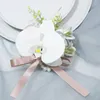 Blanc Artificical Butterfly Orchid FRS Corsage du poignet BoutNieres Bridesmaid Marriage Marriage Acturaux X9ck #