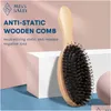 Pędzle do włosów Miss Sally Wooden Brush Antistatic Scalp Mas grzebień z poduszką klaczy Brists