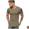 T-shirts masculins t-shirts t-shirts t-shirts à manches courtes coutures de poche minces de sport décontractées