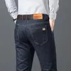 2024 Wthinlee Men Denim Jeans Regular Fit Straight Stretch Busin Casual Solid Color High Quality Plus Size Male Pants Y20L#