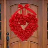 Decorative Flowers 1 Piece Valentines Day Wreaths Red Plastic For Front Door Wall Window Decoration Heart Wreath Garland