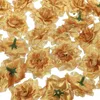 Dekorativa blommor 50st Silk Rose Flower Heads For Hat Clothes Embelling (Golden)