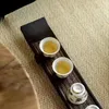 Plateaux à thé Paulownia porte-gobelet tapis de tasse à thé en bambou plateau tissé à la main rétro ensemble de Table à pieds hauts en bois