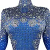 Sparkle Blue Rhinestes Combinaison Femme Stretch Leggings Chanteur Costume Fête D'anniversaire Club Stage Outfit Spandex Yatelandisi 84Ea #
