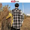 LAPPSTER hommes surdimensionné coton chemise à carreaux homme Hip Hop Patchwork boutonné à manches longues chemise Couple coréen Harajuku vêtements 240318
