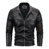 Hommes en cuir simili cuir mâle PU col montant fermeture éclair automne décontracté mince coupe-vent Chaquetas moto veste en cuir hommes hiver polaire tactique manteau 240330