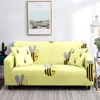 Krzesło Covers Sofa Cover Cute Cartoon Bugs Wzór rozciągnięcia kanapa szkieletowa żółta, całkowicie opakowana w myjni meble obrońcy z kurzu