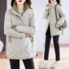 2023 Nouveau mi-longueur hiver col montant veste femmes Parkas vers le bas Cott pardessus femme décontracté épais chaud coupe-vent vestes q30r #