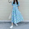 Vestidos de maternidade verão moda a linha solta manga curta saia grávida roupas femininas gravidez mãe impresso boneca vestido 240319