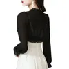 Bianco Nero floreale Chiff Donne Bolero femminile Wedding Wrap Lg manica aperta Frt Sheer Shrug Scialle Cardigan da sposa Top Cover 21kY #