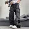 2023 Cyber ​​Y2K Streetwear Black Baggy staplade jeans byxor män kläder rakt lös punk gamla denim byxor pantales hombre v7op#